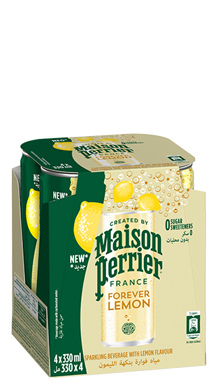 PERRIER Lemon 4 Pack Can 330ml